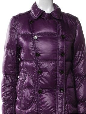 Burberry London Vintage Women's Purple Quilted Puffer Coat Size 10